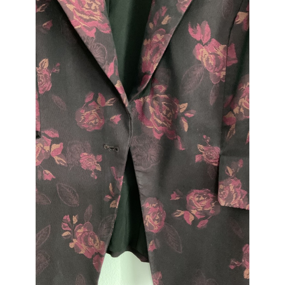 White House Black Market Floral Blazer Burgundy Rose Jacquard Jacket 2 - Picture 4 of 9